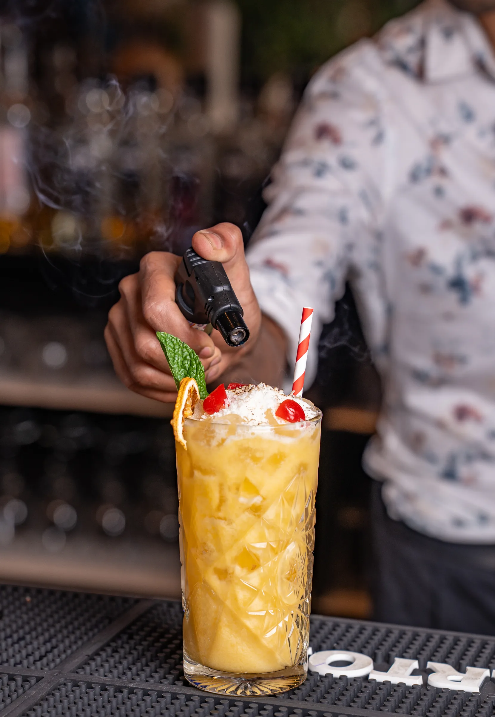 Bartender crafting cocktails at Sage Yellowfin South Bank Brisbane