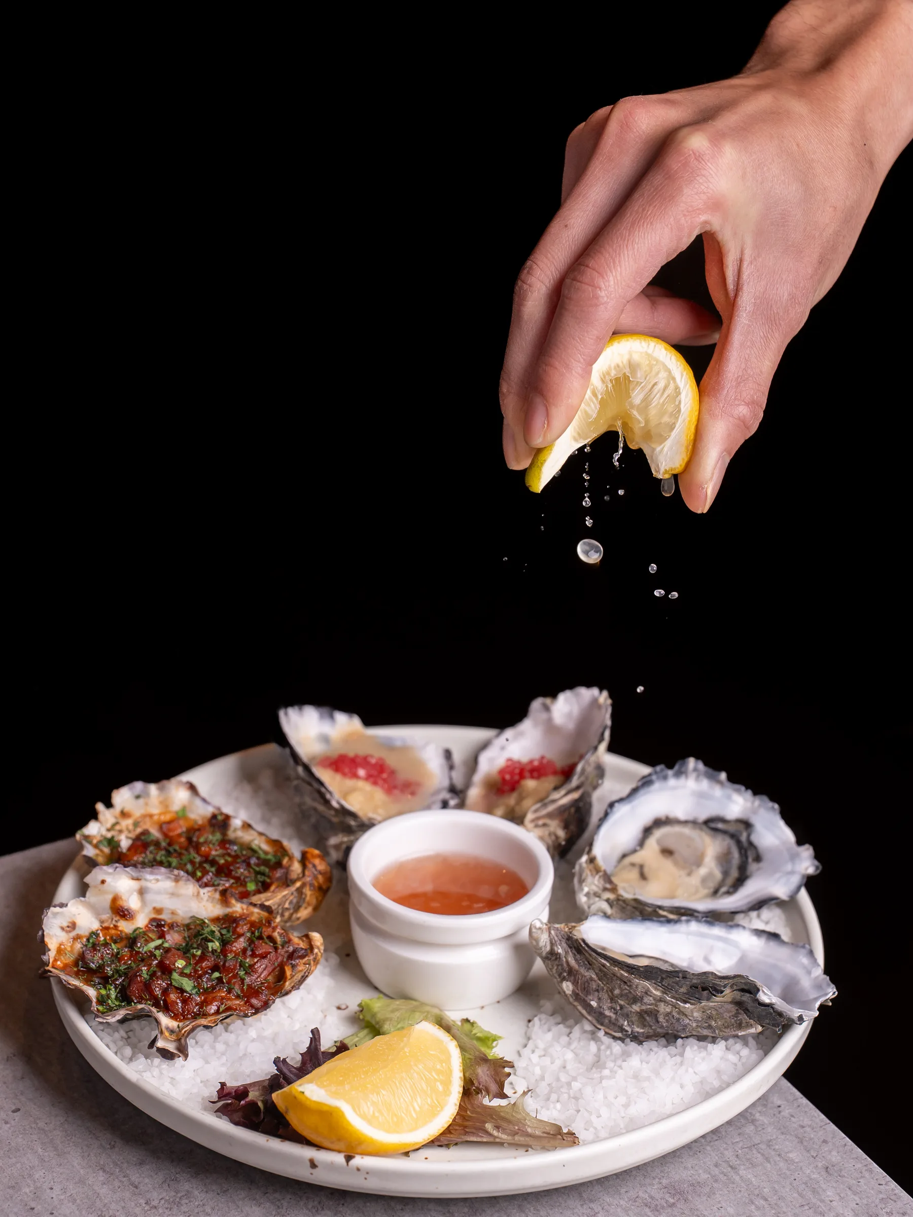 Fresh oysters with lemon squeeze at Sage Yellowfin South Bank