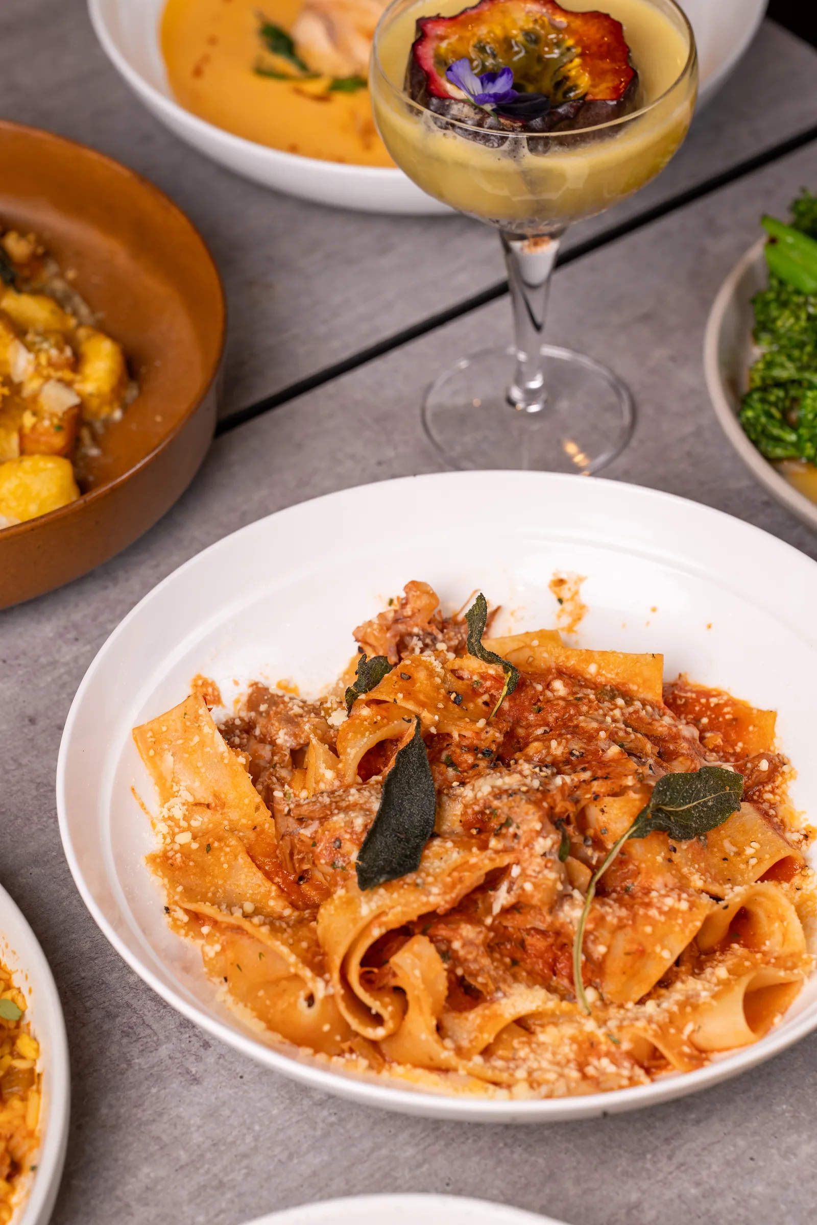 Pappardelle pasta with slow-cooked ragout — Sage Yellowfin Brisbane