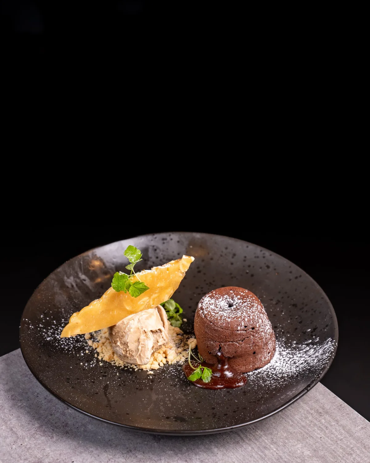 Dessert close-up — almond panna cotta